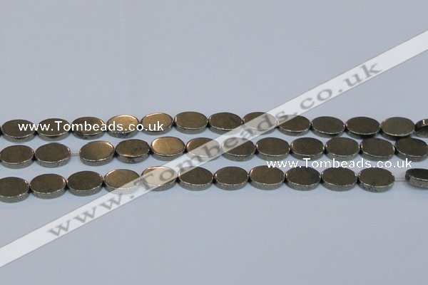 CPY642 15.5 inches 10*14mm oval pyrite gemstone beads wholesale