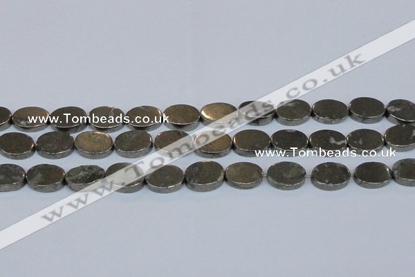 CPY643 15.5 inches 12*16mm oval pyrite gemstone beads wholesale