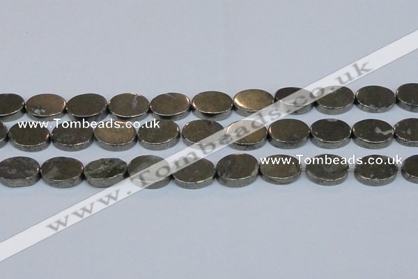 CPY644 15.5 inches 13*18mm oval pyrite gemstone beads wholesale