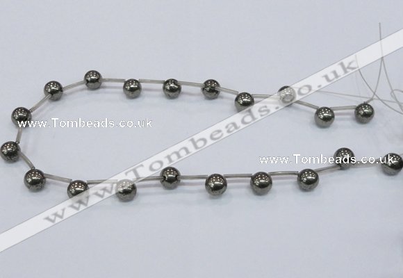 CPY665 Top drilled 10mm round pyrite gemstone beads wholesale