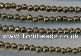 CPY70 15.5 inches 2mm round pyrite gemstone beads wholesale