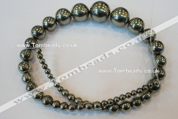 CPY74 15.5 inches 4mm - 18mm round pyrite gemstone beads wholesale