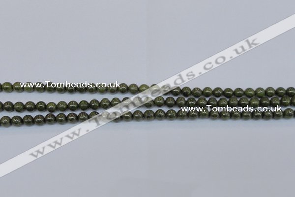 CPY750 15.5 inches 4mm round pyrite gemstone beads wholesale