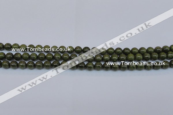 CPY752 15.5 inches 8mm round pyrite gemstone beads wholesale