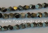 CPY76 15.5 inches 5-6mm faceted nuggets pyrite gemstone beads