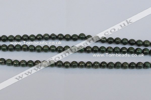 CPY762 15.5 inches 8mm round pyrite gemstone beads wholesale