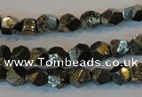 CPY77 15.5 inches 7-8mm faceted nuggets pyrite gemstone beads