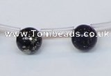 CPY785 Top drilled 10mm round pyrite gemstone beads wholesale