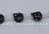 CPY787 Top drilled 8mm carved skull pyrite gemstone beads