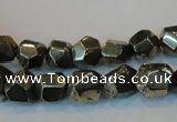 CPY79 15.5 inches 9-10mm faceted nuggets pyrite gemstone beads