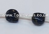 CPY790 Top drilled 14mm carved skull pyrite gemstone beads