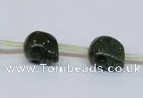 CPY793 Top drilled 8mm carved skull pyrite gemstone beads