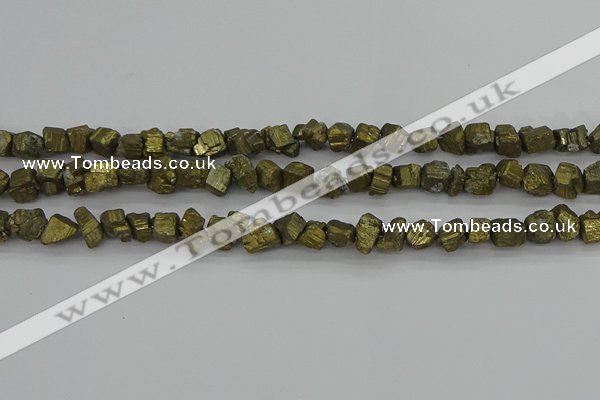 CPY802 15.5 inches 6*10mm - 8*12mm nuggets plated pyrite beads