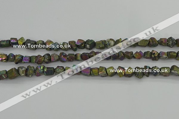 CPY803 15.5 inches 6*10mm - 8*12mm nuggets plated pyrite beads