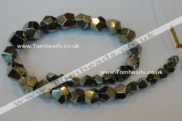 CPY81 15.5 inches 8mm - 16mm faceted nuggets pyrite gemstone beads