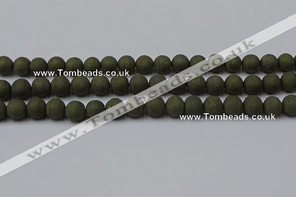 CPY815 15.5 inches 8mm round matte pyrite beads wholesale