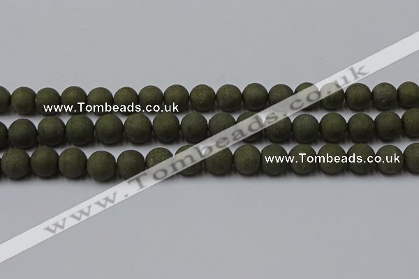 CPY816 15.5 inches 10mm round matte pyrite beads wholesale