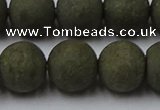 CPY818 15.5 inches 14mm round matte pyrite beads wholesale