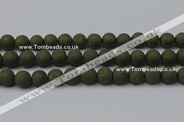 CPY819 15.5 inches 16mm round matte pyrite beads wholesale