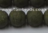 CPY820 15.5 inches 18mm round matte pyrite beads wholesale
