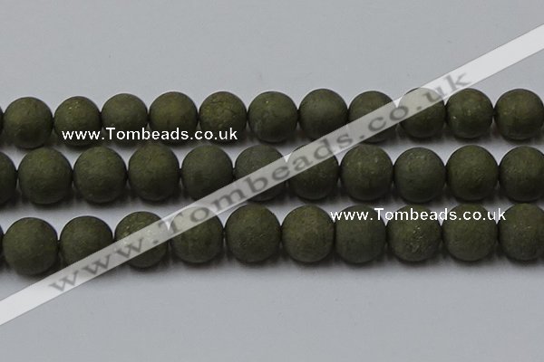 CPY821 15.5 inches 20mm round matte pyrite beads wholesale