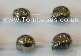 CPY85 15.5 inches 12mm carved skull pyrite gemstone beads wholesale