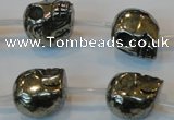 CPY88 15.5 inches 16mm carved skull pyrite gemstone beads wholesale