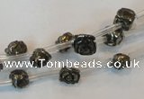 CPY90 15.5 inches 8mm carved rose pyrite gemstone beads wholesale