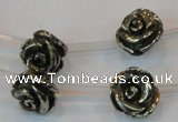 CPY93 15.5 inches 14mm carved rose pyrite gemstone beads wholesale