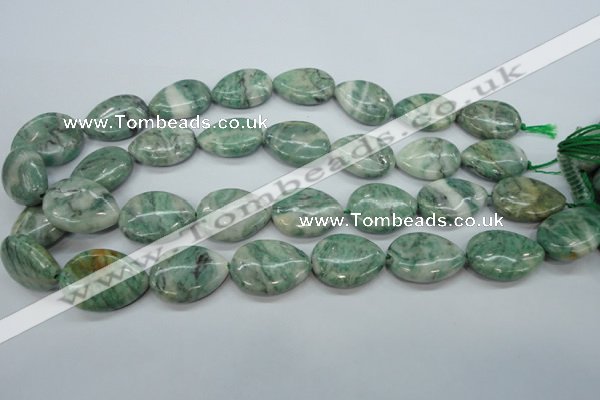 CQJ66 15.5 inches 18*25mm flat teardrop Qinghai jade beads wholesale