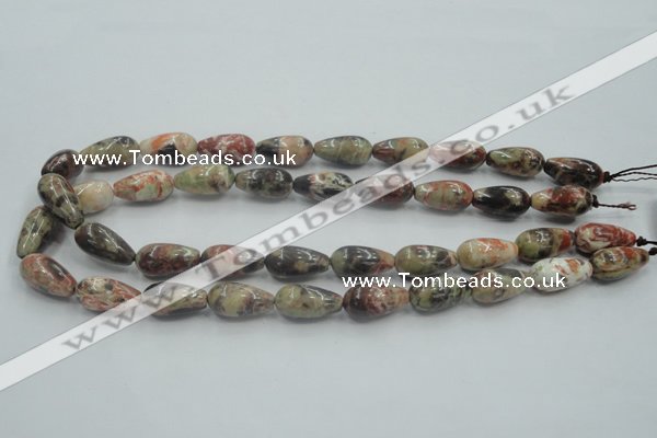 CRA06 15.5 inches 10*20mm teardrop natural rainforest agate beads