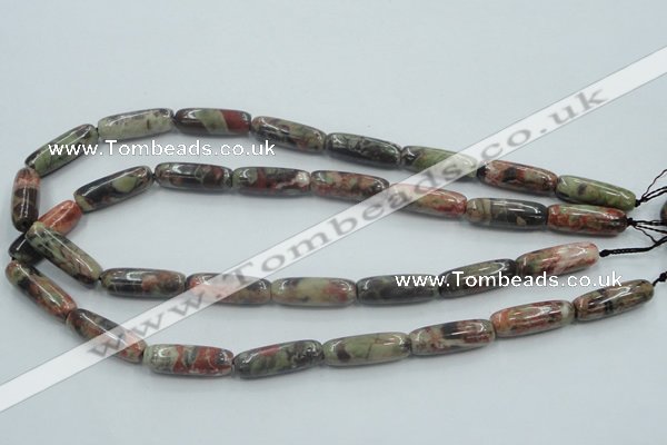 CRA08 15.5 inches 9*25mm cylinder natural rainforest agate beads