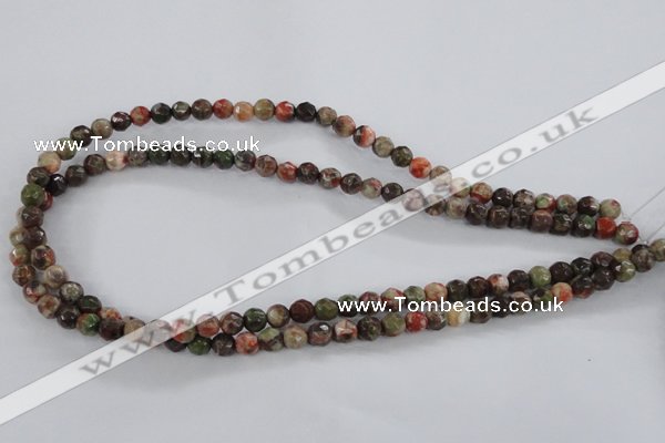 CRA100 15.5 inches 6mm faceted round rainforest agate gemstone beads