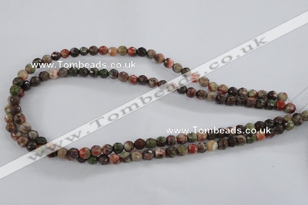 CRA101 15.5 inches 8mm faceted round rainforest agate gemstone beads