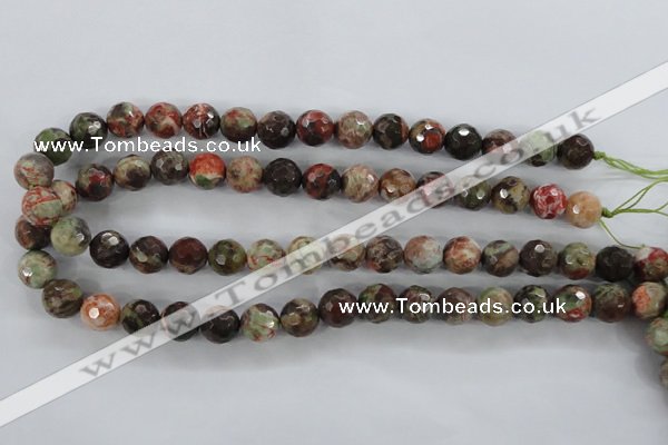 CRA102 15.5 inches 10mm faceted round rainforest agate gemstone beads