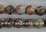 CRA104 15.5 inches 14mm faceted round rainforest agate gemstone beads