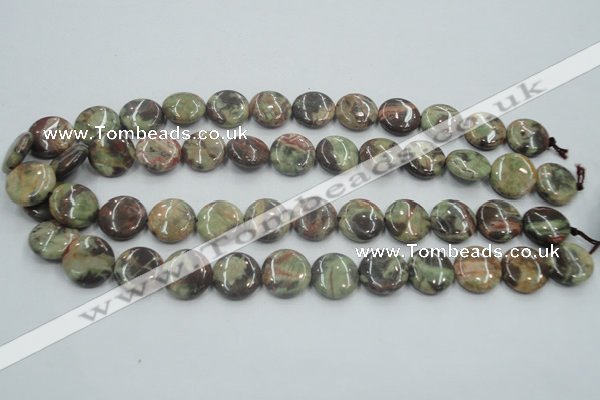 CRA11 15.5 inches 16mm flat round natural rainforest agate beads