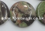 CRA14 15.5 inches 30mm flat round natural rainforest agate beads