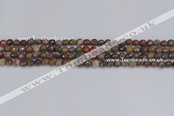 CRA161 15.5 inches 6mm faceted round rainforest agate beads