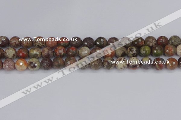 CRA163 15.5 inches 10mm faceted round rainforest agate beads