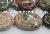 CRA17 15.5 inches 22*30mm oval natural rainforest agate beads