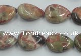 CRA18 15.5 inches 13*18mm flat teardrop natural rainforest agate beads