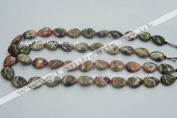 CRA18 15.5 inches 13*18mm flat teardrop natural rainforest agate beads