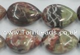 CRA19 15.5 inches 18*25mm flat teardrop natural rainforest agate beads