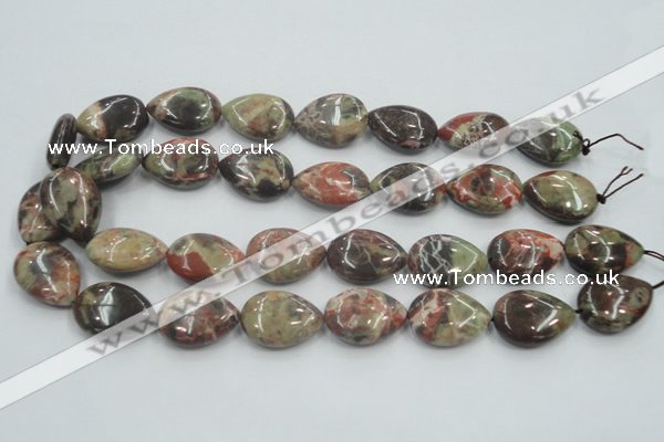 CRA19 15.5 inches 18*25mm flat teardrop natural rainforest agate beads