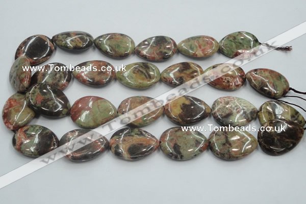 CRA20 15.5 inches 22*30mm flat teardrop natural rainforest agate beads