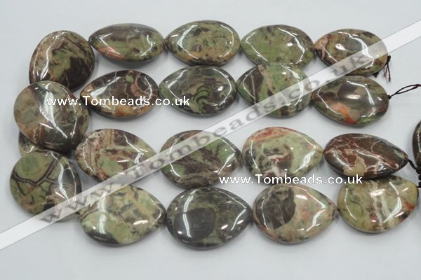 CRA21 15.5 inches 30*40mm flat teardrop natural rainforest agate beads