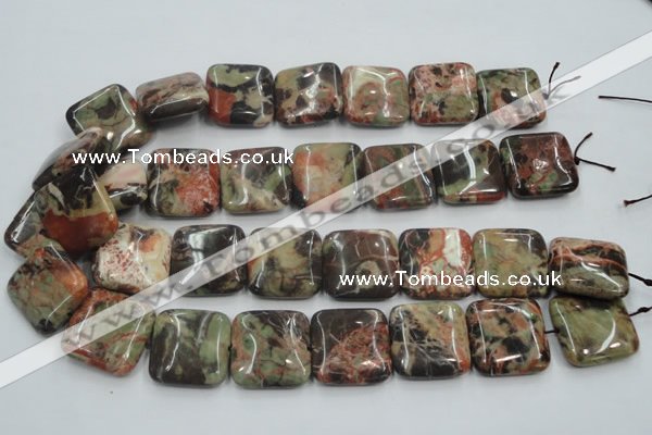 CRA23 15.5 inches 25*25mm square natural rainforest agate beads