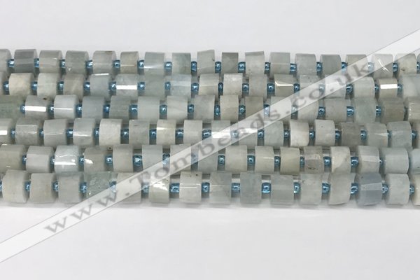 CRB1050 15.5 inches 4*6mm - 5*6mm faceted tyre aquamarine beads