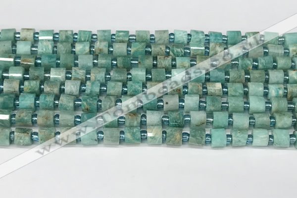 CRB1068 15.5 inches 4*6mm - 5*6mm faceted tyre amazonite beads